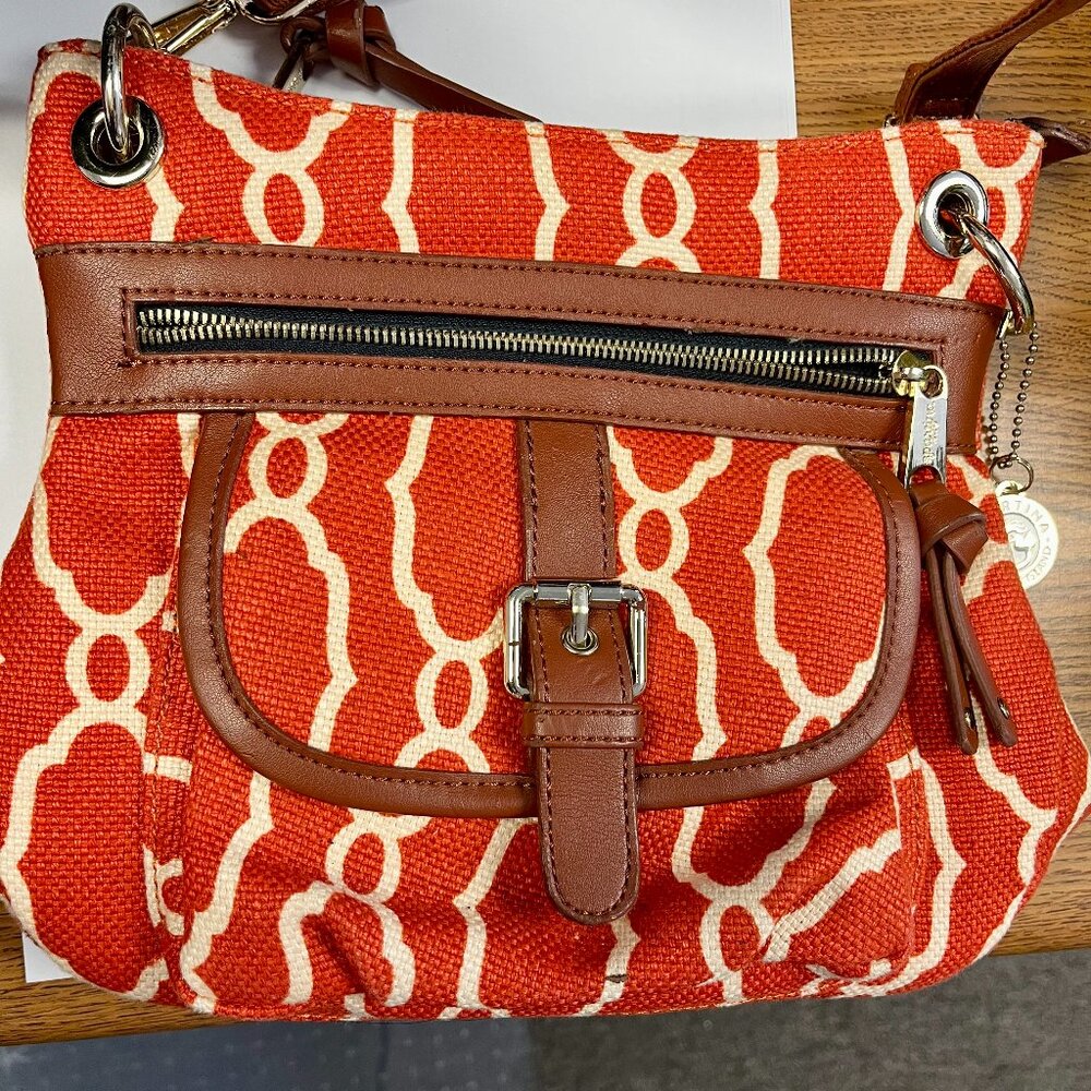 SPARTINA 449 Daufuskie Island Sailor's Watch Purse Bag Linen Brown/Orange